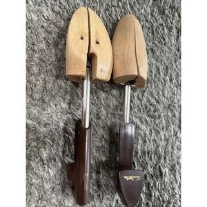 Vtg 50's Shoe Trees M-4 Wooden Shoe Stretchers Thom‎ McCan Plastic Hooks W/metal
